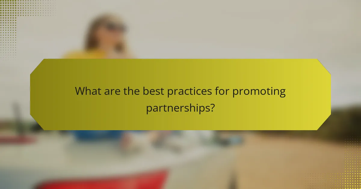 What are the best practices for promoting partnerships?