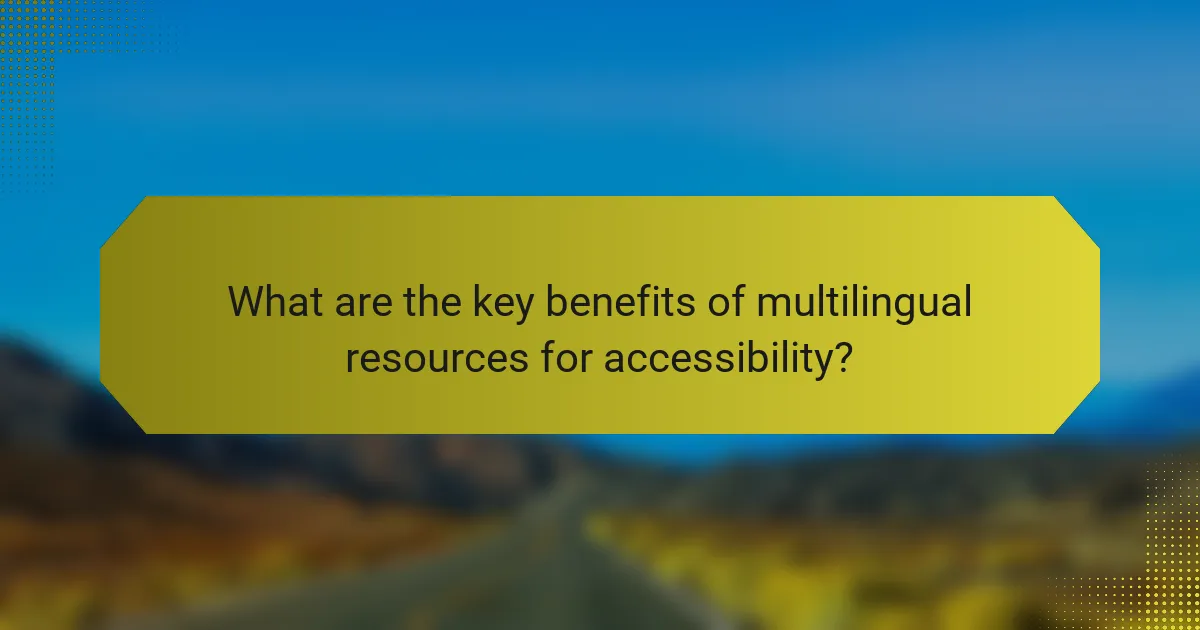 What are the key benefits of multilingual resources for accessibility?